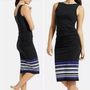 Athleta Black Dress with Blue and White Stripes Size Medium